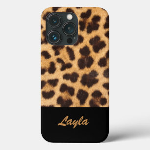 Leopard Print Animal Fur Personalized Name iPhone 13 Pro Case