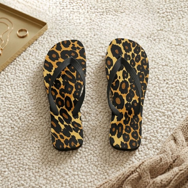 Leopard Print Animal Pattern Flip Flops (Leopard Print Flipflop Slippers)
