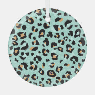 Leopard print, animal pattern glass ornament