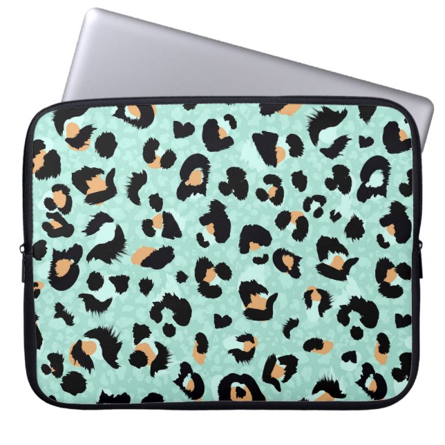 Leopard print, animal pattern laptop sleeve (Front)