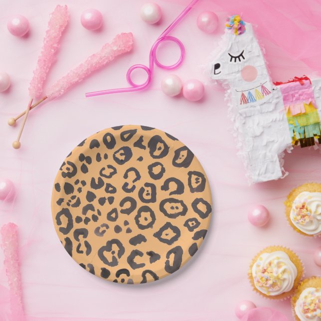 Leopard Print Animal Pattern Painting Paper Plate (Party)
