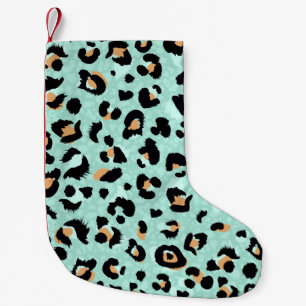 Leopard print, animal pattern small christmas stocking