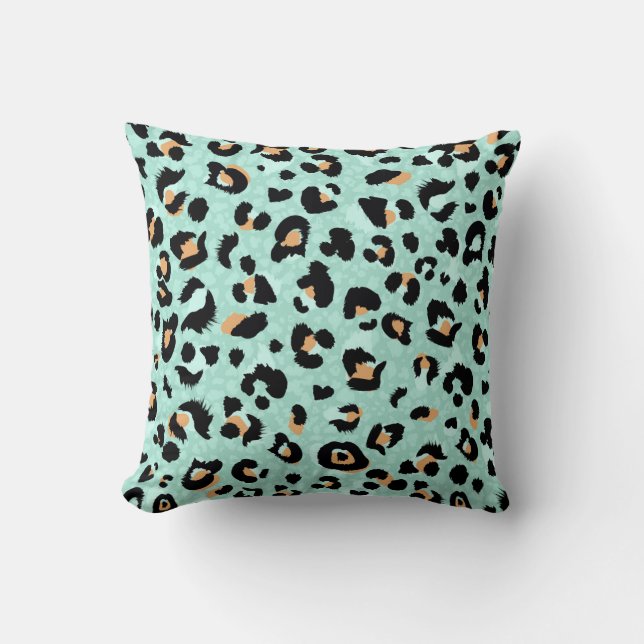 Leopard print, animal pattern throw pillow (Front)