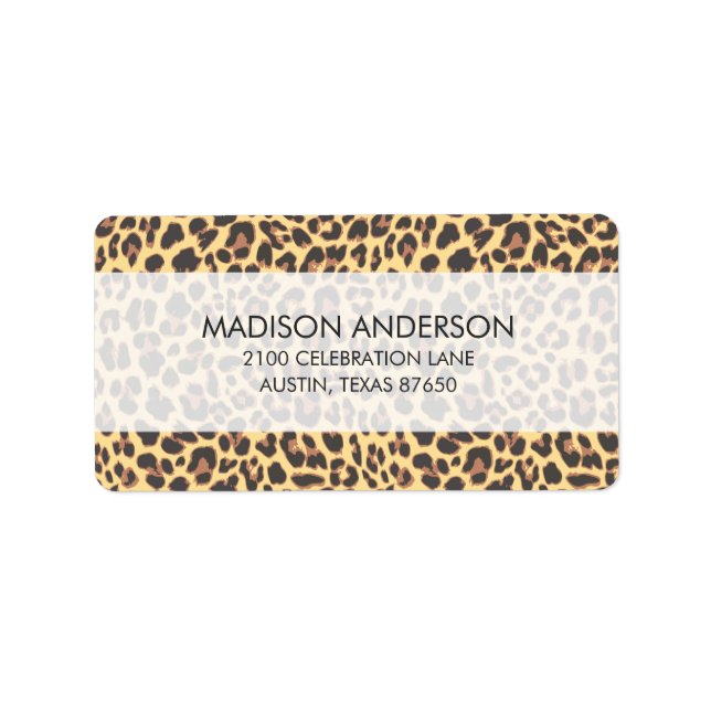 Leopard Print Animal Skin Pattern Label (Front)