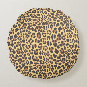 Leopard Print Animal Skin Pattern Round Pillow
