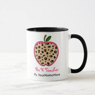 Leopard Print Apple Pre K Teacher Mug