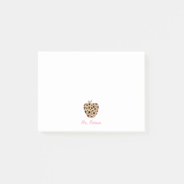 Leopard Print Apple Teacher Post-it Notes (Front)