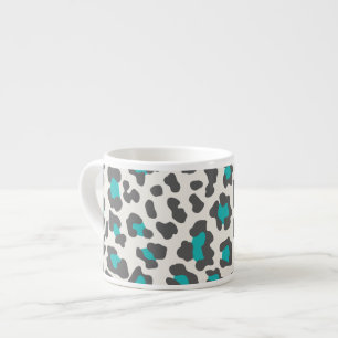 Leopard Print Aqua, Grey, White Espresso Cup
