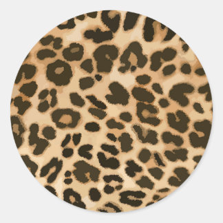 Leopard Print Background Classic Round Sticker