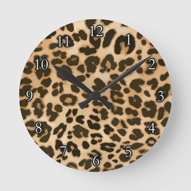Leopard Print Background Round Clock (Front)