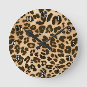 Leopard Print Background Round Clock
