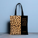 Leopard Print Believe Stylish Modern Personalized Tote Bag<br><div class="desc">Leopard Print Believe Stylish Modern Personalized Tote Bag features the quote "Always believe in your wildest dreams" for a little encouragement and motivation. Personalize with your name below. Designed for you by Evco Studio www.zazzle.com/store/evcostudio</div>