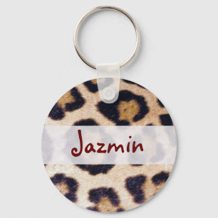 Leopard Print Big Cat Real Fur Pattern Design Keychain