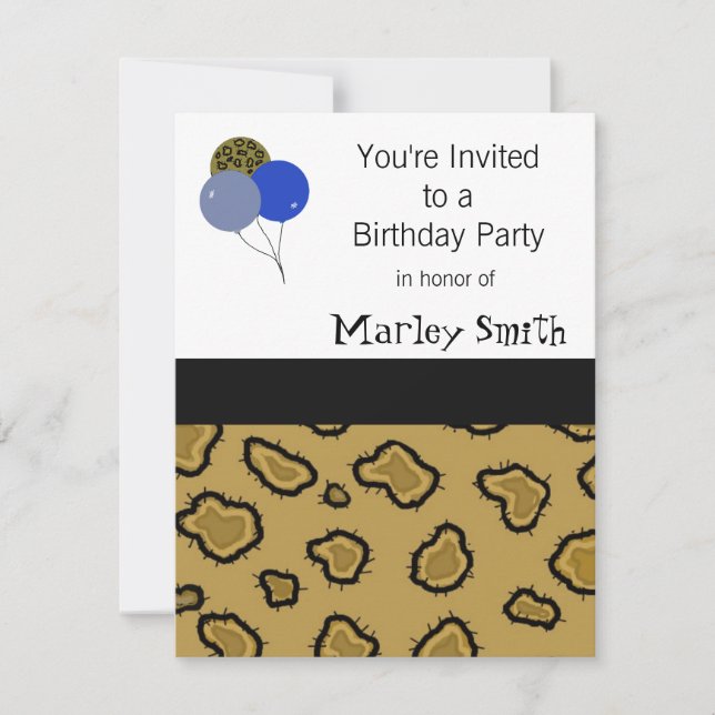 Leopard Print Birthday Invitations (Front)