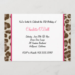 leopard print birthday party invitation