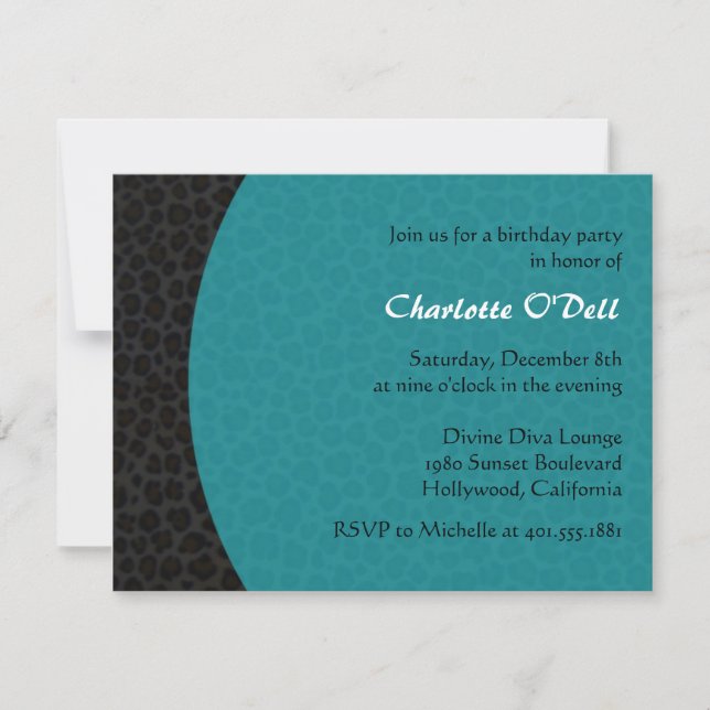 leopard print birthday party invitation (Front)