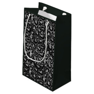 Leopard Print Black and Silver Grey Small Gift Bag