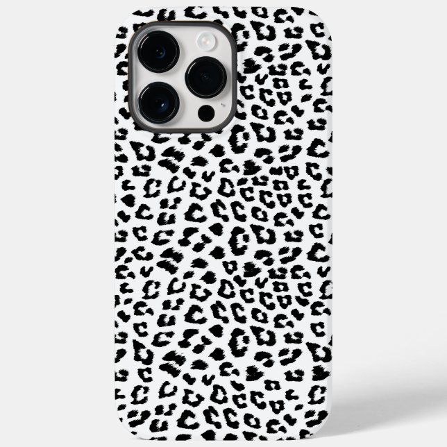 Leopard Print Black and White Case-Mate iPhone Case (Back)