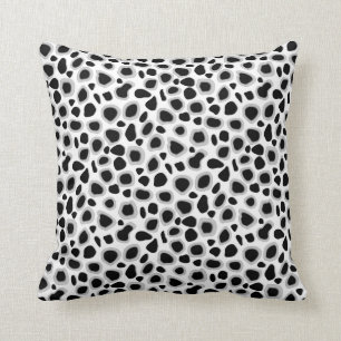 Leopard Print - Black and White Throw Pillow