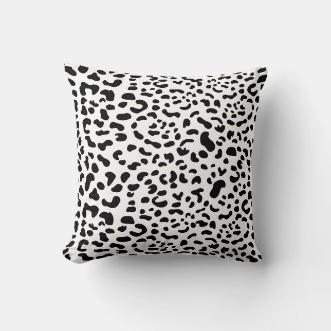 Leopard print - Black and White Throw Pillow (Front)