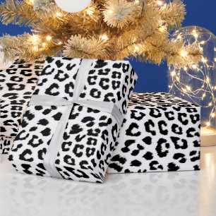 Leopard Print Black and White Wrapping Paper