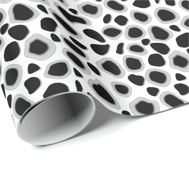 Leopard Print - Black and White Wrapping Paper (Roll Corner)