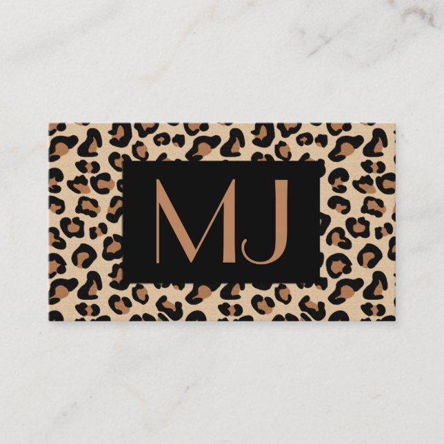 Leopard Print, Black, Brown, Rust and Tan Business Business Card (Front)