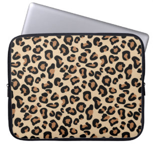 Leopard Print, Black, Brown, Rust and Tan Laptop Sleeve