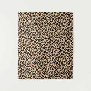 Leopard Print, Black, Brown, Rust and Tan Tapestry
