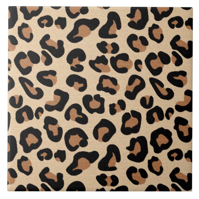 Leopard Print, Black, Brown, Rust and Tan Tile (Front)