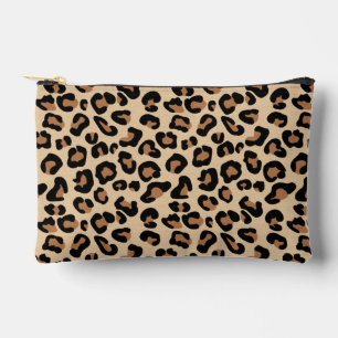 Leopard Print, Black, Rust and Tan Accessory Pouch