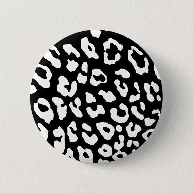 Leopard Print Black White 2 Inch Round Button (Front)