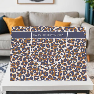 Leopard Print-Blue and Brown- Large Gift Bag