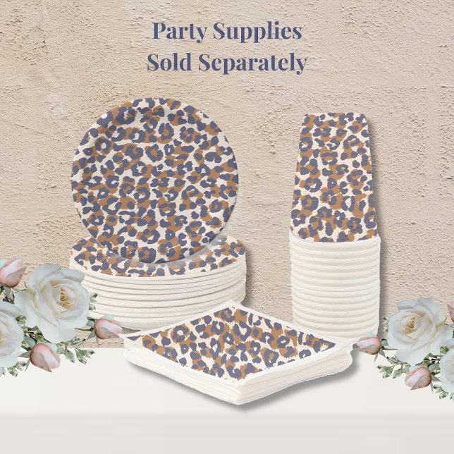 Leopard Print- Blue and Brown Paper Plate (Leopard Print- Blue and Brown Party Supplies plates napkins and cups)