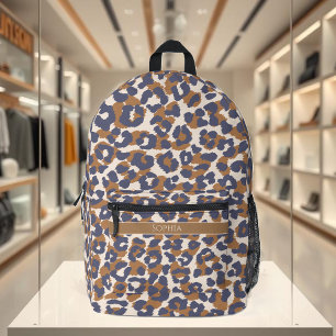 Leopard Print-Blue and Brown- Printed Backpack