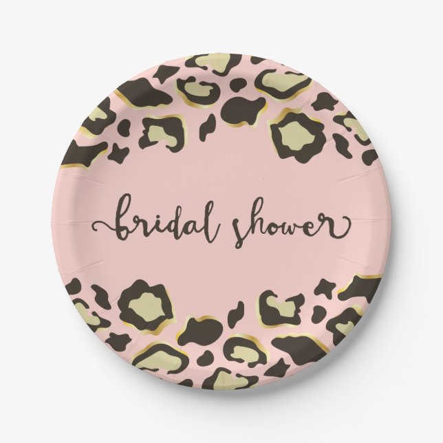 Leopard Print | Blush Pink | Bridal Shower Paper Plate (Front)
