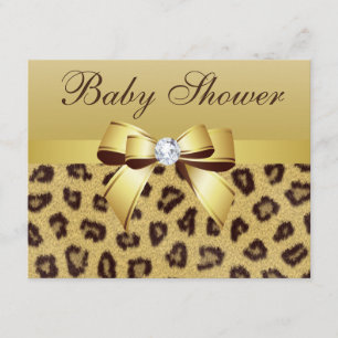 Leopard Print, Bow & Diamond Baby Shower Invitation