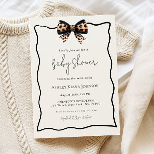 Leopard Print Bow Gender Neutral Baby Shower Invitation