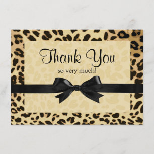 Leopard Print Bow Thank You Note Card