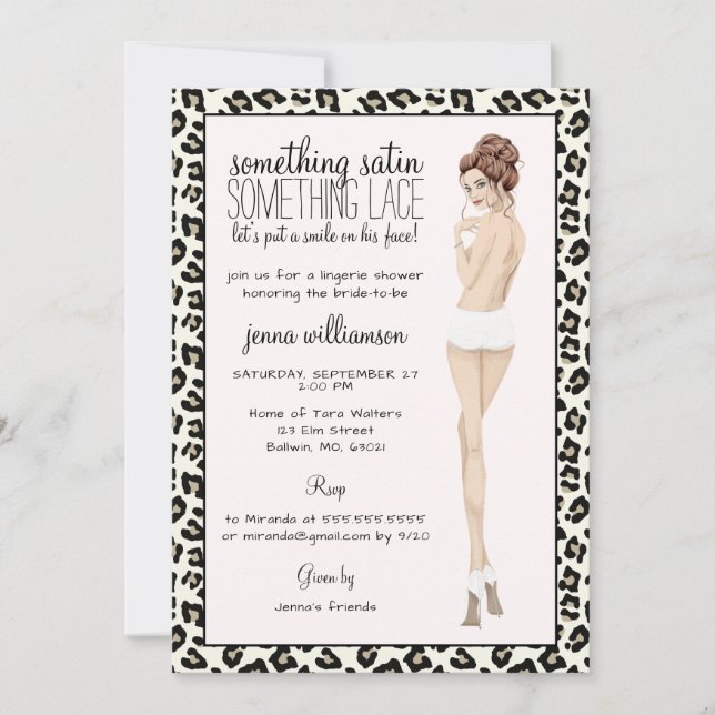 Leopard Print Bride Lingerie Shower Invitation (Front)