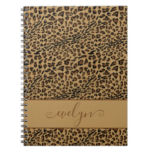 Leopard Print Brown and Black Personalized Notebook
