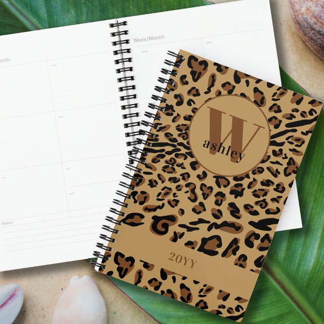 Leopard Print Brown Black Monogrammed 2023 Planner (Creator Uploaded)