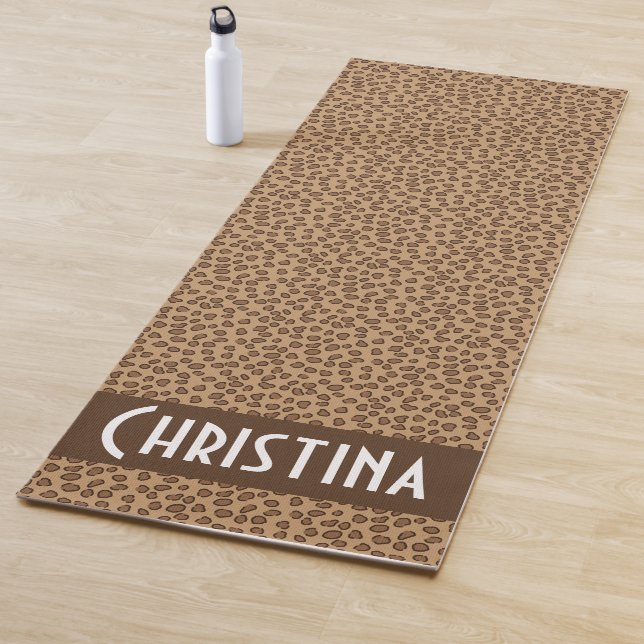 Leopard Print Brown Pattern Personalize Yoga Mat (In Situ)