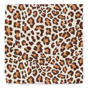 Leopard Print Brown, Tan, Cream Bandana