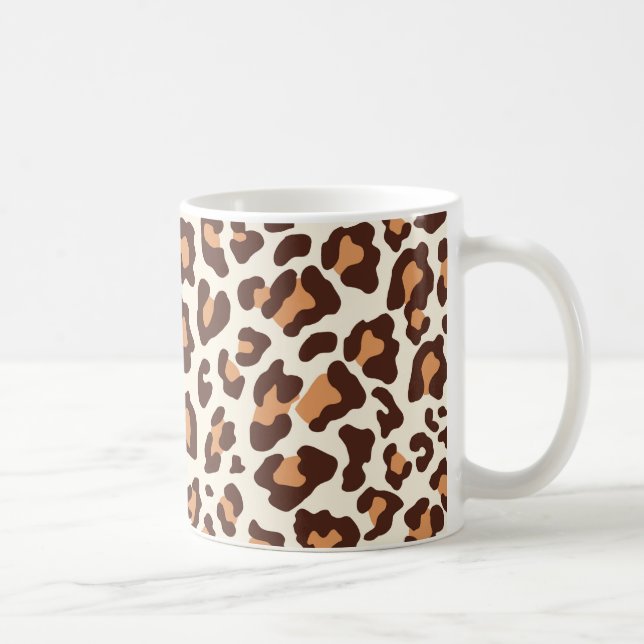 Leopard Print Brown, Tan, Cream Coffee Mug (Right)