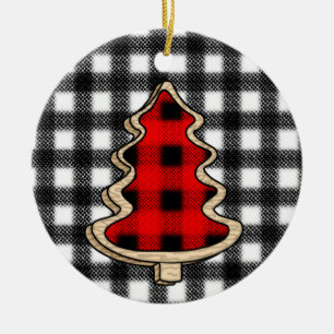 Leopard Print, Buffalo Plaid, Christmas Trees Ceramic Ornament