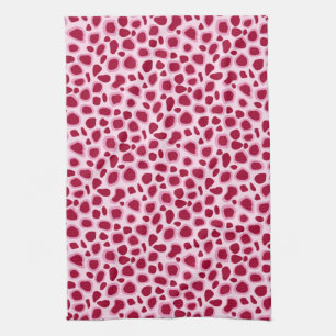 Leopard Print - Burgundy and Pink Kitchen Towel