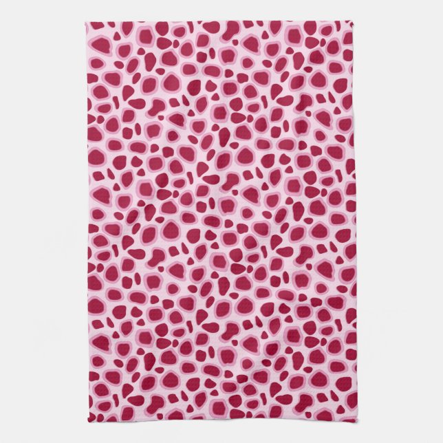 Leopard Print - Burgundy and Pink Kitchen Towel (Vertical)