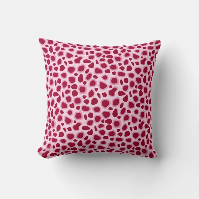 Leopard Print - Burgundy and Pink Throw Pillow (Front)