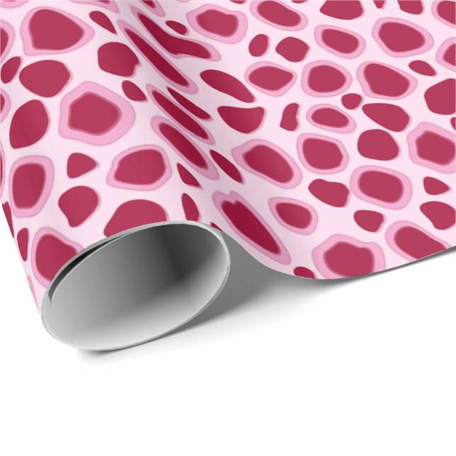 Leopard Print - Burgundy and Pink Wrapping Paper (Roll Corner)